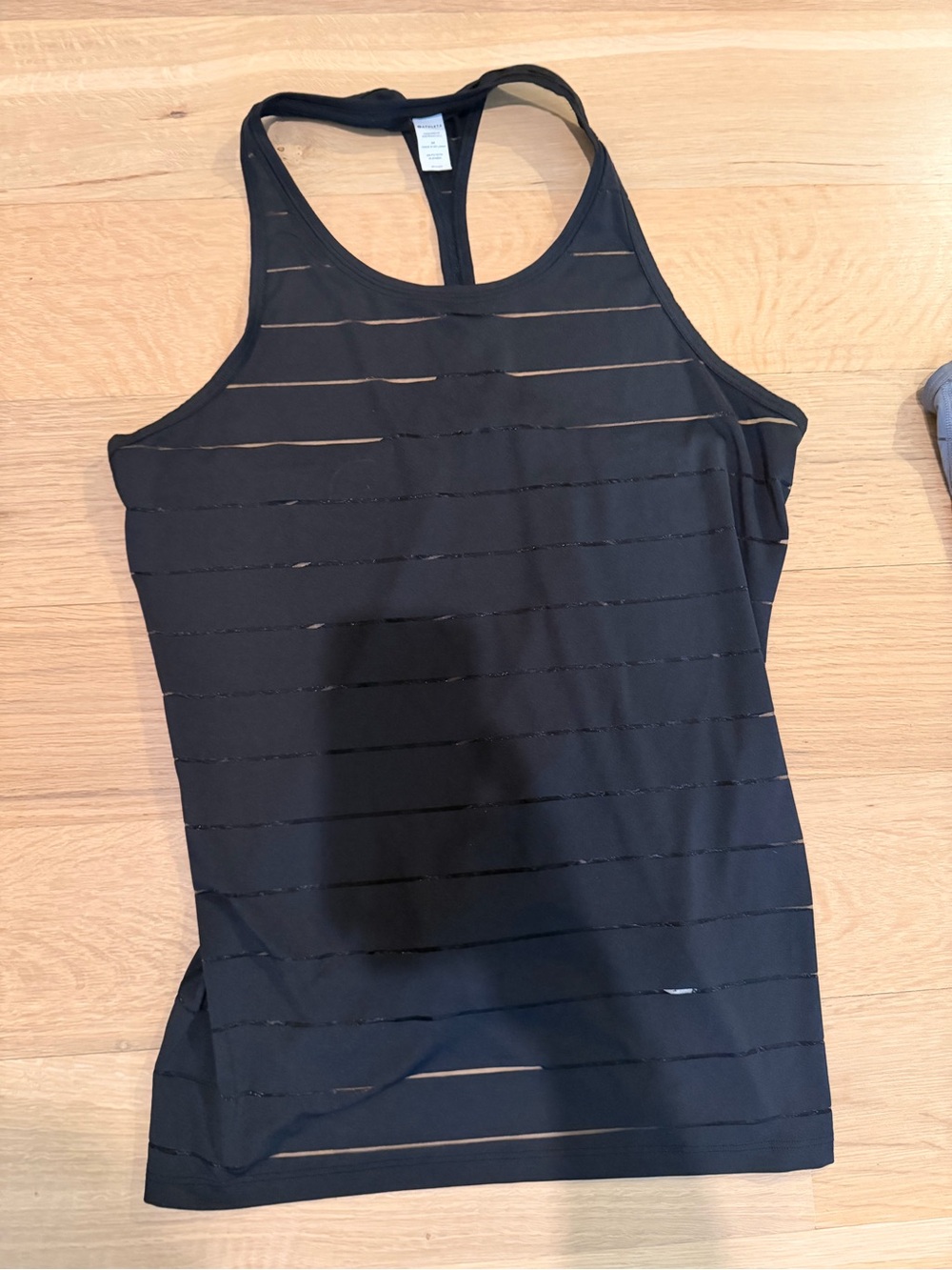 Athleta Black Striped Sheer-Panel Racerback Tank
